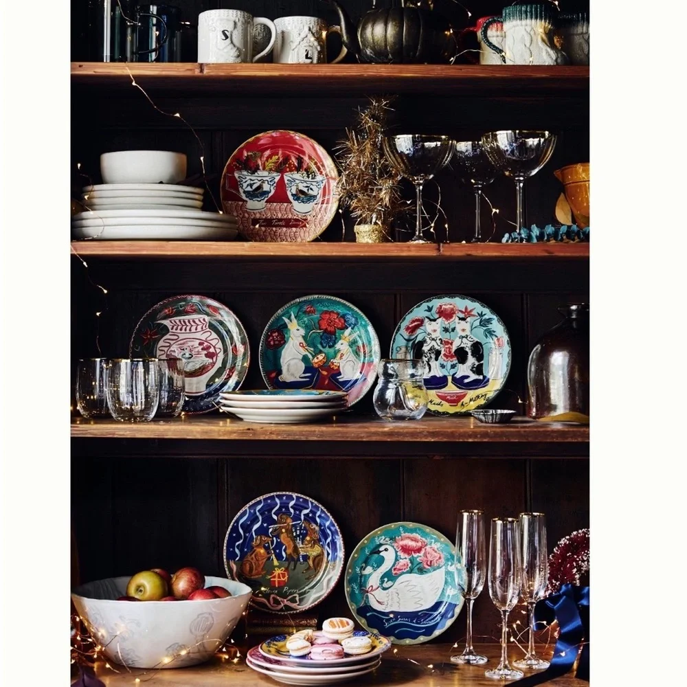 Anthropologie Emily Maude 12 Days of Christmas Pipers Pipping Dessert Plate